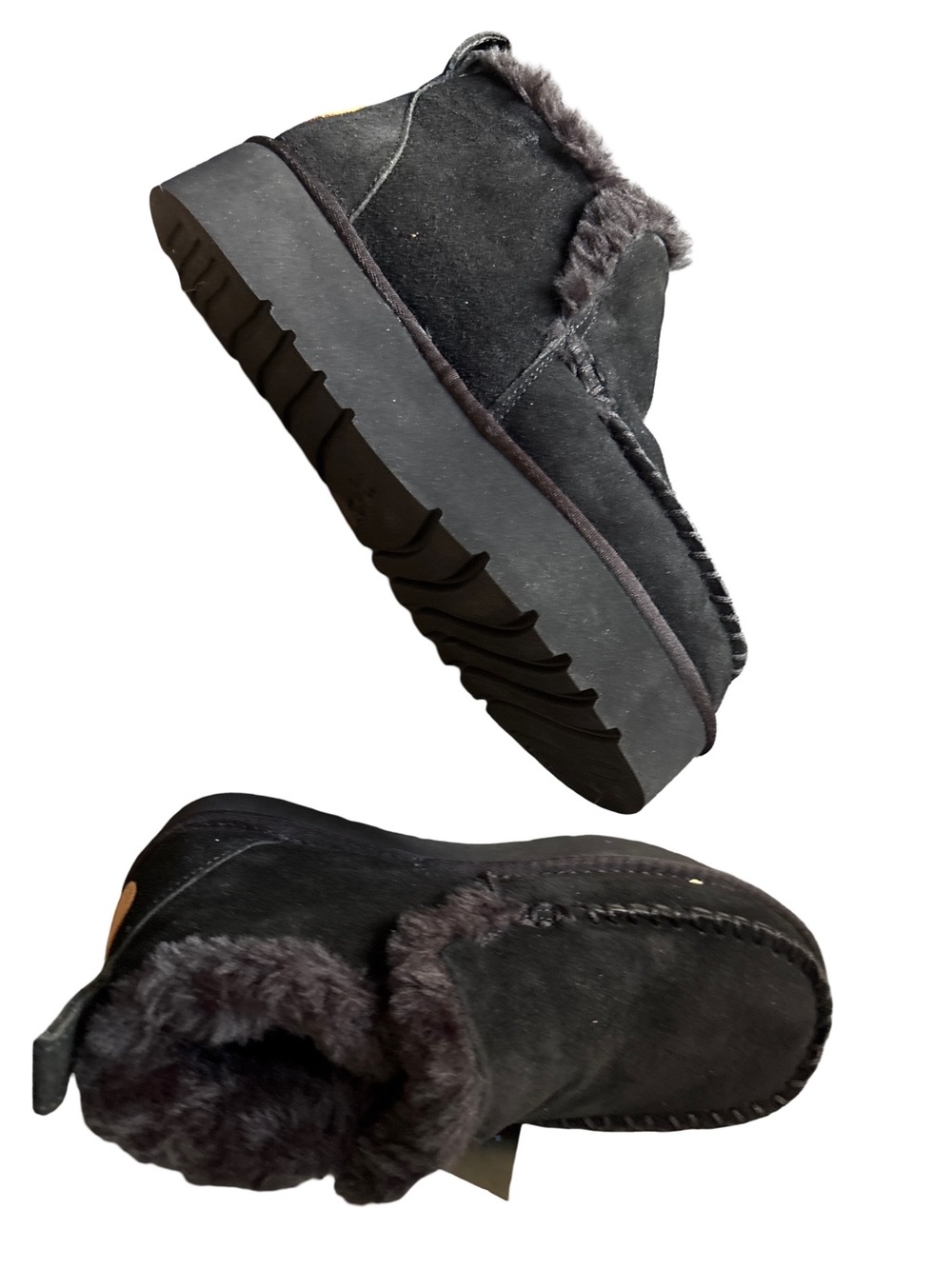 Shearling-Lined Mykos Black Platform Mules - Picture 4 of 4